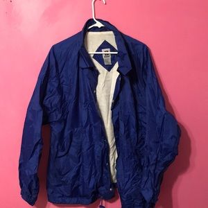 Blue loose fitting wind breaker